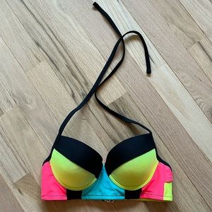 xhilaration neon color block push up bikini top | SMALL